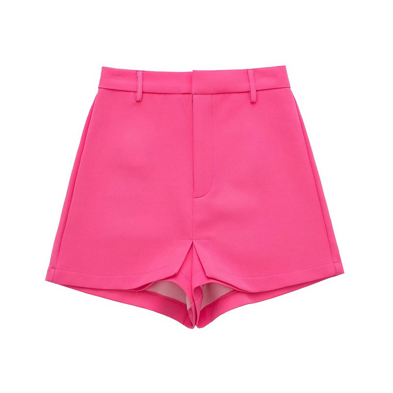 Costumul blazer decupat roșu trandafir de modă pentru femei, primăvară 2022, pentru fete, cu șireturi, costume pentru femei, pantaloni scurți solidi, seturi de 2 buc.