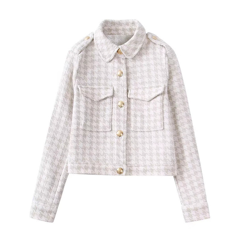 Női alkalmi bézs kockás tweed kabát öltöny 2022 tavaszi elegáns egysoros dzsekik 2 db készletek lányok High Street rövidnadrág öltönyök