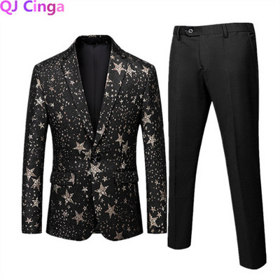 Πολυτελές ανδρικό κοστούμι 2 σετ Fashion Slim Ανδρικό Παλτό με Παντελόνι Άνοιξη και Φθινόπωρο Νέα Στολή Homme Big Size M-5XL 6XL