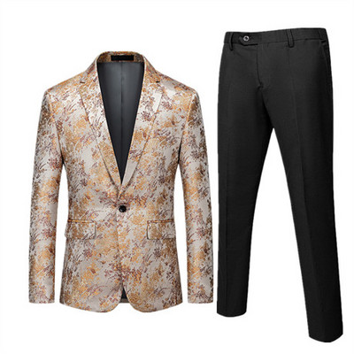 Πολυτελές ανδρικό κοστούμι 2 σετ Fashion Slim Ανδρικό Παλτό με Παντελόνι Άνοιξη και Φθινόπωρο Νέα Στολή Homme Big Size M-5XL 6XL