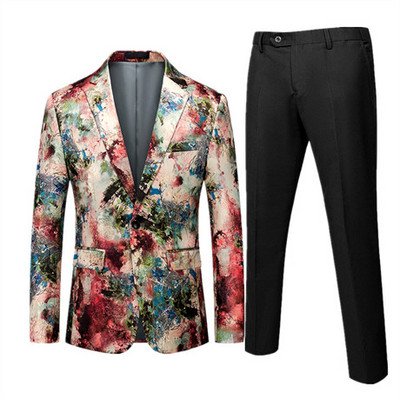 Πολυτελές ανδρικό κοστούμι 2 σετ Fashion Slim Ανδρικό Παλτό με Παντελόνι Άνοιξη και Φθινόπωρο Νέα Στολή Homme Big Size M-5XL 6XL