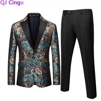 Πολυτελές ανδρικό κοστούμι 2 σετ Fashion Slim Ανδρικό Παλτό με Παντελόνι Άνοιξη και Φθινόπωρο Νέα Στολή Homme Big Size M-5XL 6XL