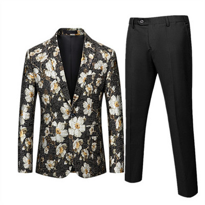 Πολυτελές ανδρικό κοστούμι 2 σετ Fashion Slim Ανδρικό Παλτό με Παντελόνι Άνοιξη και Φθινόπωρο Νέα Στολή Homme Big Size M-5XL 6XL