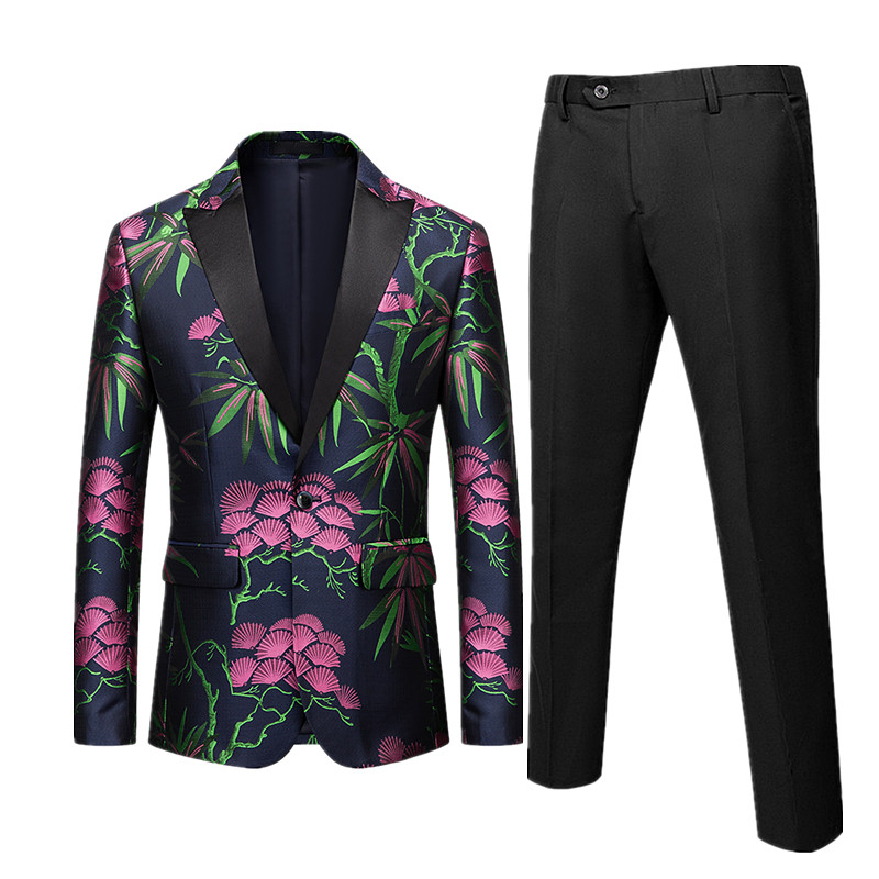 Luxus férfi öltöny 2 szett divatos karcsú férfi ruha kabát nadrággal Tavaszi és őszi új jelmez Homme nagy méret M-5XL 6XL