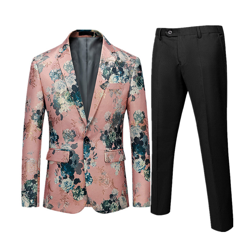 Luxus férfi öltöny 2 szett divatos karcsú férfi ruha kabát nadrággal Tavaszi és őszi új jelmez Homme nagy méret M-5XL 6XL