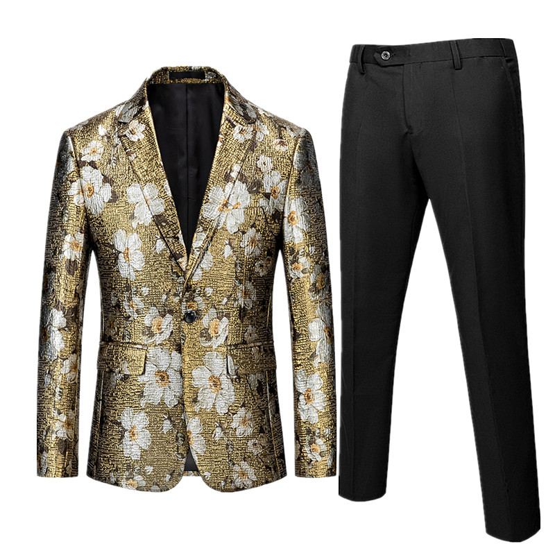 Luxus férfi öltöny 2 szett divatos karcsú férfi ruha kabát nadrággal Tavaszi és őszi új jelmez Homme nagy méret M-5XL 6XL