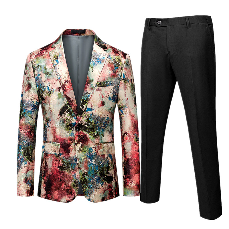 Luxus férfi öltöny 2 szett divatos karcsú férfi ruha kabát nadrággal Tavaszi és őszi új jelmez Homme nagy méret M-5XL 6XL
