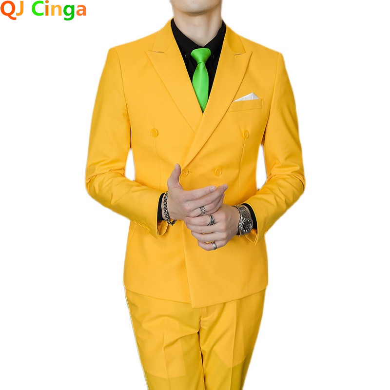 Royal Blue duplasoros öltöny 3 részes férfi hivatalos kabát és nadrág mellény Az új Terno Masculino -tól