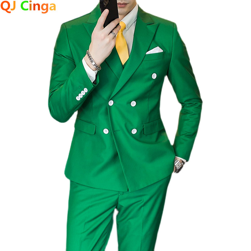 Royal Blue duplasoros öltöny 3 részes férfi hivatalos kabát és nadrág mellény Az új Terno Masculino -tól