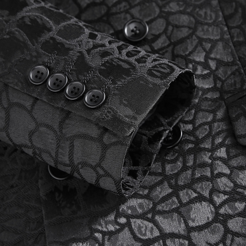 Fekete férfi kockás öltöny, kétrészes szmoking (kabát + nadrág) esküvői buli Terno Masculino üzleti irodai jelmez Homme 6xl