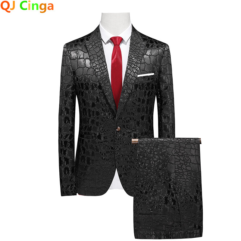 Fekete férfi kockás öltöny, kétrészes szmoking (kabát + nadrág) esküvői buli Terno Masculino üzleti irodai jelmez Homme 6xl