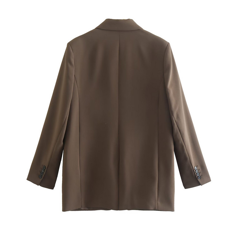 Blazer de buzunar șic de toamnă și iarnă 2022 pentru femei, top de culoare uni cu revere + pantaloni subțiri în stil neutru