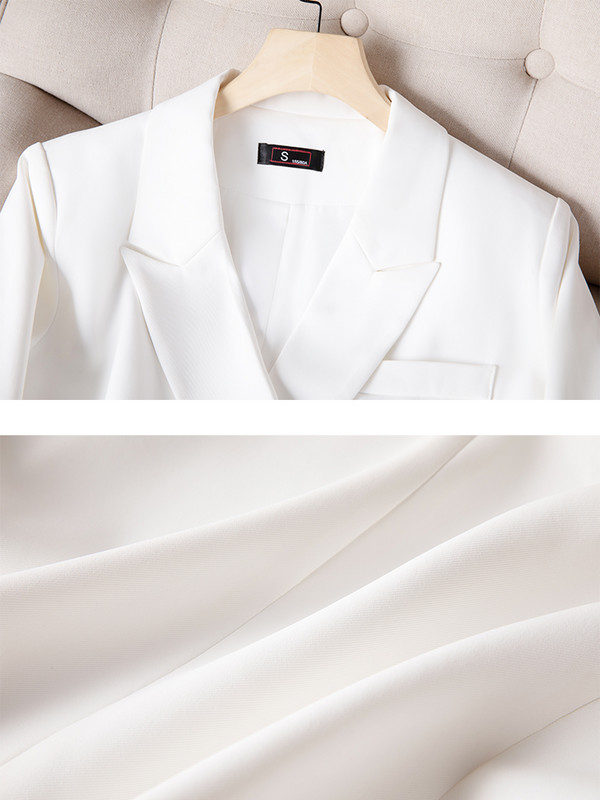 Costum cu pantaloni pentru femei, la modă, la birou, la afaceri, la muncă, pentru femei, scurte, la două piese, + pantaloni lați, set formal din două piese