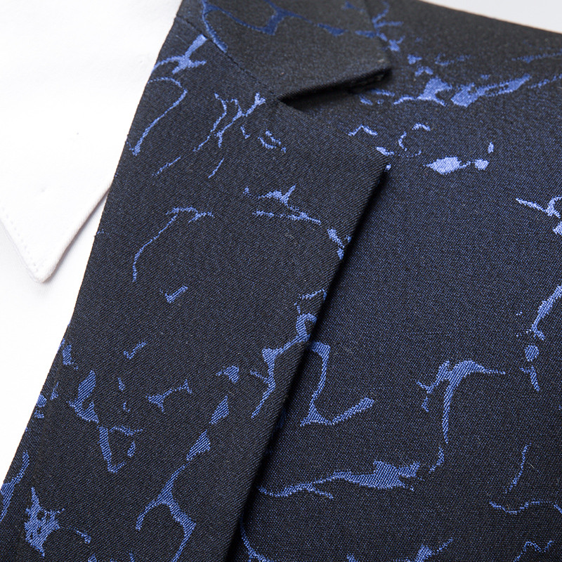 Kék virágos öltöny három részes férfi esküvői parti ruha dzseki nadrág mellény piros fekete férfi karcsú blézer kabát mellény nadrág