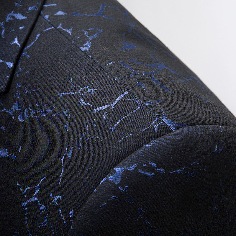 Kék virágos öltöny három részes férfi esküvői parti ruha dzseki nadrág mellény piros fekete férfi karcsú blézer kabát mellény nadrág