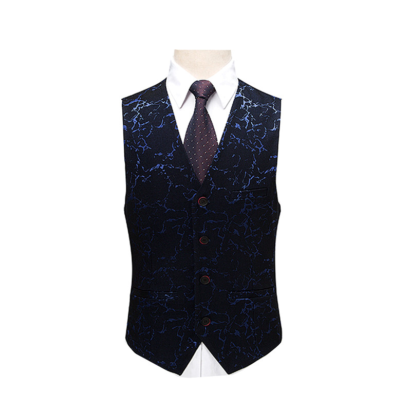 Kék virágos öltöny három részes férfi esküvői parti ruha dzseki nadrág mellény piros fekete férfi karcsú blézer kabát mellény nadrág