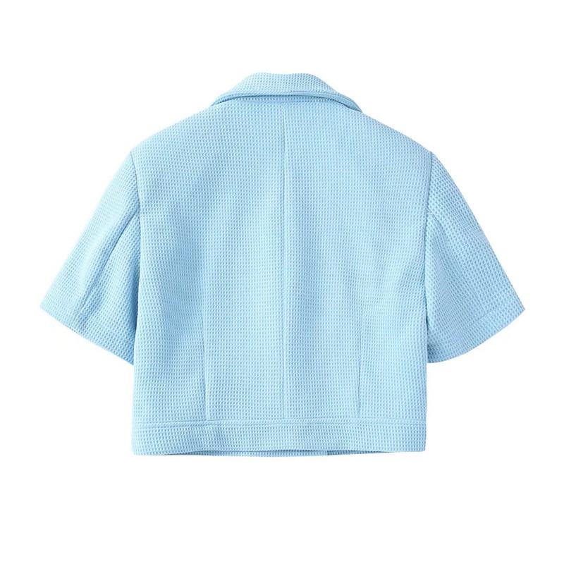 Elegáns, világoskék női, vékony, tweed blézer öltöny, 2022 tavaszi, franciaországi, magas szárú midi szoknya öltönyök, női édes, hozzáillő szettek