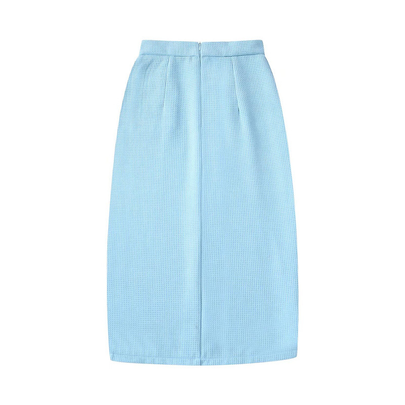 Elegáns, világoskék női, vékony, tweed blézer öltöny, 2022 tavaszi, franciaországi, magas szárú midi szoknya öltönyök, női édes, hozzáillő szettek