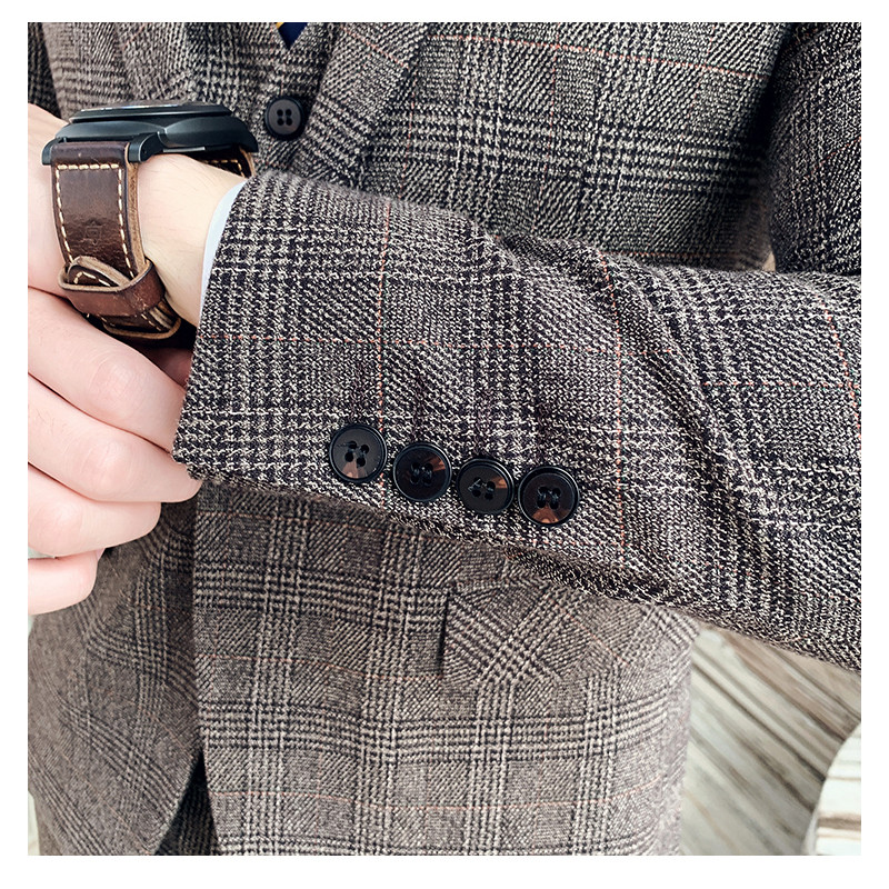 ( Blézer + nadrág ) Csúcskategóriás márka formális üzleti kockás férfi öltöny vőlegény esküvői ruha egyszínű Színpadi Performance szmoking S-7XL