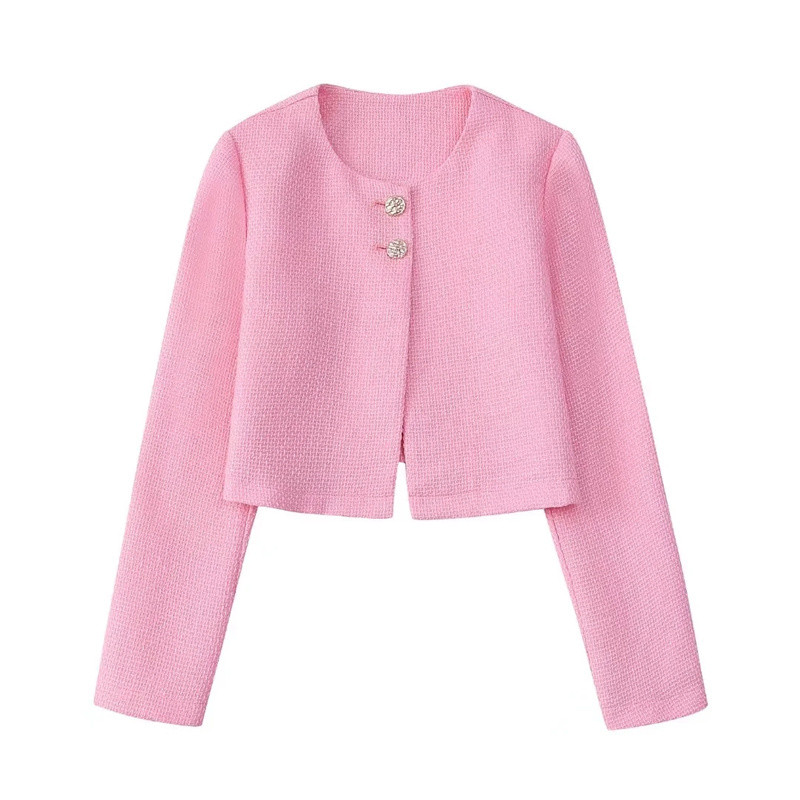 Női, édes rózsaszín, vékony, rövid blézer öltöny, 2022 tavaszi, elegáns, magas derekú szoknya, rövidnadrág, női öltöny, masszív, tweedhez illő szettek