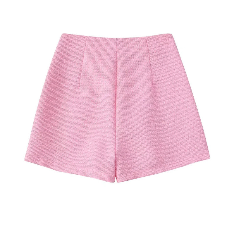 Női, édes rózsaszín, vékony, rövid blézer öltöny, 2022 tavaszi, elegáns, magas derekú szoknya, rövidnadrág, női öltöny, masszív, tweedhez illő szettek