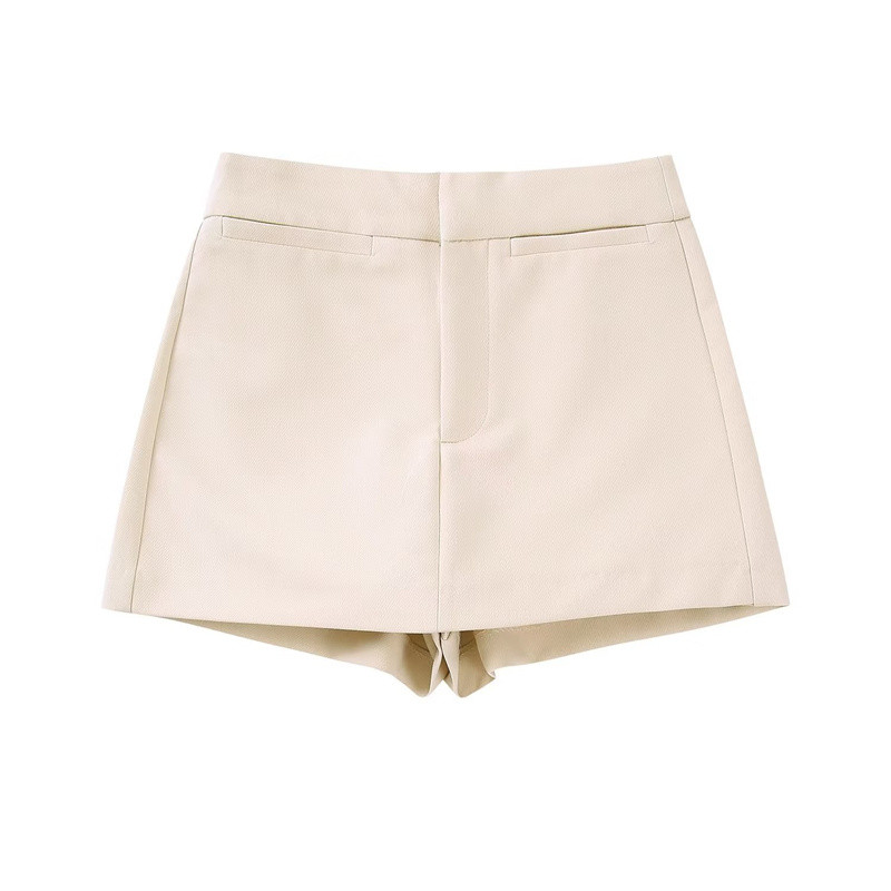 Női bézs színű vágott blézer öltöny, 2022-es őszi, női tömör, magas derekú rövidnadrág, lánykosztüm, High Street terméshez illő készletek