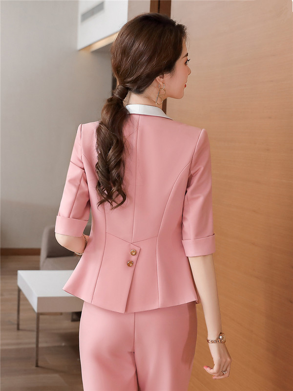 Elegáns női blézer szoknya irodai női divatos öltönyök dzseki hátul osztott midi szoknya elegáns kétrészes készletek