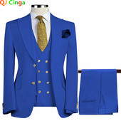 Ανδρικά κοστούμια 3 τεμαχίων Slim Fit Business Suites Groom Πράσινα Noble Γκρι Λευκά Σμόκιν για Επίσημο Γαμήλιο κοστούμι (Blazer+Pants+Jest) 5XL