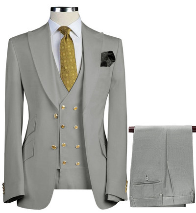 Ανδρικά κοστούμια 3 τεμαχίων Slim Fit Business Suites Groom Πράσινα Noble Γκρι Λευκά Σμόκιν για Επίσημο Γαμήλιο κοστούμι (Blazer+Pants+Jest) 5XL