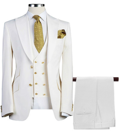 Ανδρικά κοστούμια 3 τεμαχίων Slim Fit Business Suites Groom Πράσινα Noble Γκρι Λευκά Σμόκιν για Επίσημο Γαμήλιο κοστούμι (Blazer+Pants+Jest) 5XL