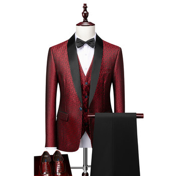 Κοστούμι σακάκι παντελόνι γιλέκο 3 τμχ Σετ / 2022 Fashion New ανδρικό Casual Boutique Business Μπλέιζερ παλτό Παντελόνι Γιλέκο
