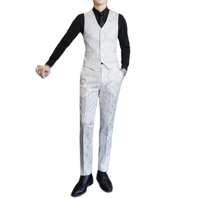 Kiváló minőségű fekete rózsa öltöny 3 darab üzleti esküvői Terno Masculino fehér divat vékony szabású jelmez Homme nagy méret 5XL 6XL