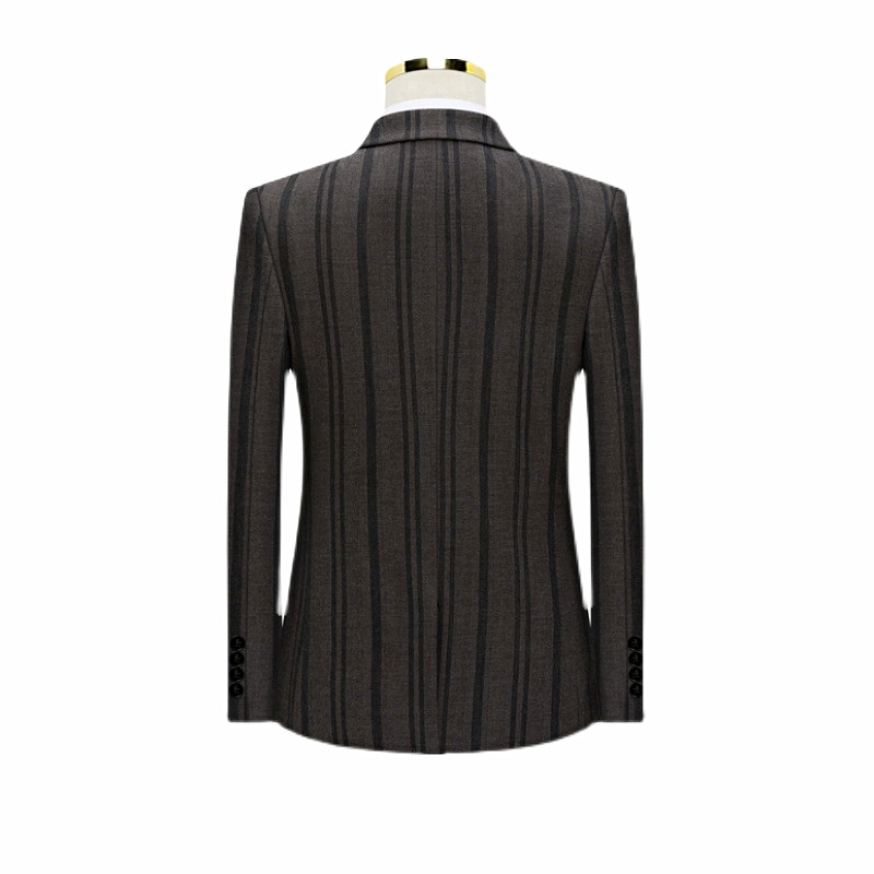 Barna csíkos üzleti öltöny háromrészes férfi divatos szabású ruha kabát és nadrág mellény tavaszi új Terno Masculino S-3XL 4XL