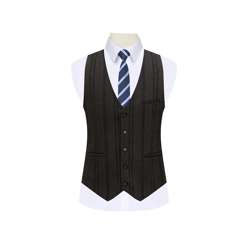 Barna csíkos üzleti öltöny háromrészes férfi divatos szabású ruha kabát és nadrág mellény tavaszi új Terno Masculino S-3XL 4XL