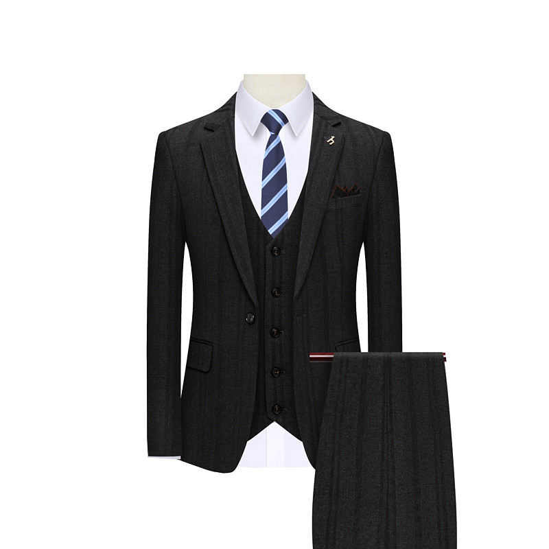 Barna csíkos üzleti öltöny háromrészes férfi divatos szabású ruha kabát és nadrág mellény tavaszi új Terno Masculino S-3XL 4XL