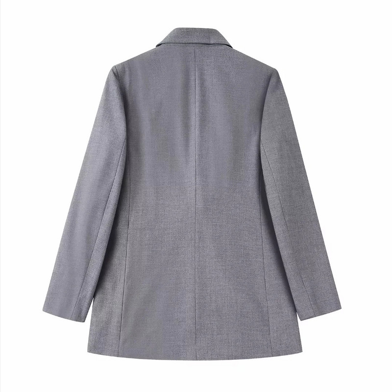 Γυναικείο γκρι Vintage Loose Blazer κοστούμι 2022 Φθινοπωρινό Γυναικείο High Street Solid ασορτί σετ για κορίτσια Cool blazers σορτς κοστούμια