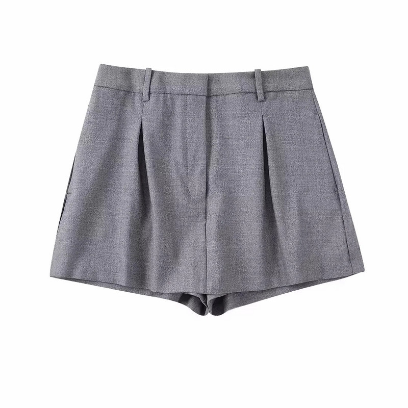 Γυναικείο γκρι Vintage Loose Blazer κοστούμι 2022 Φθινοπωρινό Γυναικείο High Street Solid ασορτί σετ για κορίτσια Cool blazers σορτς κοστούμια