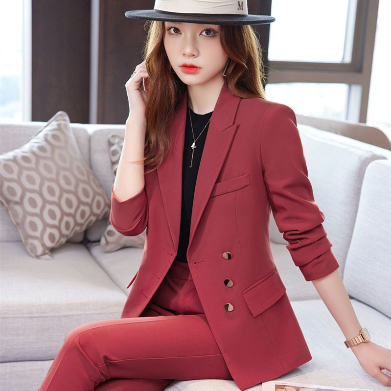 Κομψές γυναικείες φόρμες παντελόνι Επίσημες στολές γραφείου Γυναικεία επαγγελματικά κουμπιά Κοστούμι Γυναικείο 2 τεμάχια Παντελόνι Blazer Σετ Ρούχα 2023 W52