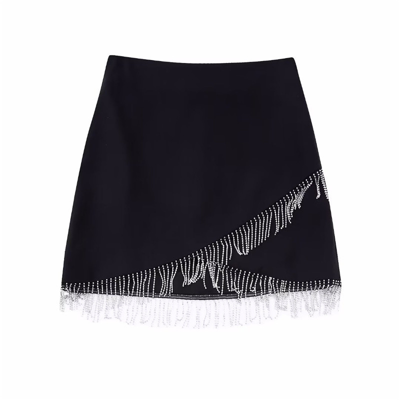 Γυναικεία μόδα μαύρο διαμάντι φούντα σακάκι 2022 για κορίτσια High Street Cropped Blazers Suits Γυναικεία σετ ακανόνιστης φούστας