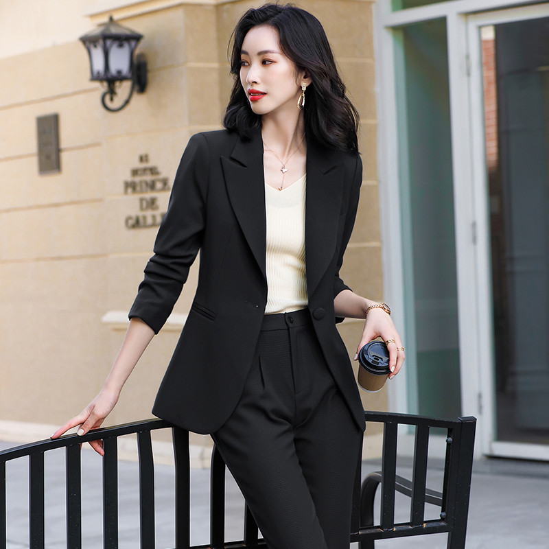 Elegáns Wine Professzionális női üzleti öltönyök nadrággal és kabáttal Kabát Őszi Téli Női Nadrágruhák Blézerek Nadrág szett