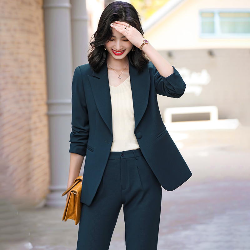 Elegáns Wine Professzionális női üzleti öltönyök nadrággal és kabáttal Kabát Őszi Téli Női Nadrágruhák Blézerek Nadrág szett