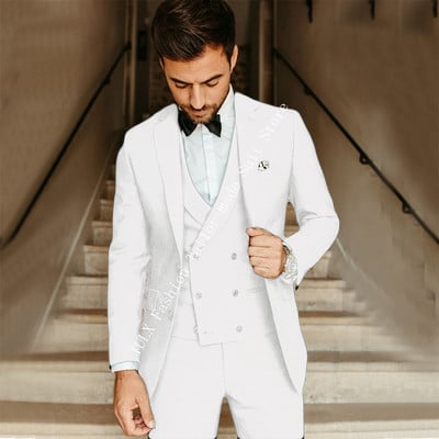 Ανδρικό κοστούμι Army Green Groom Tuxedos Κοστούμι για πάρτι Slim Fit Business Casual Σετ μπουφάν 3 τεμαχίων (Blazer + Γιλέκο + Παντελόνι) Κοστούμια Homme