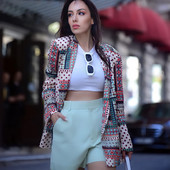 Γυναικεία vintage φαρδιά στάμπα κοστούμι blazer 2022 Spring Elegamt Γυναικεία κοστούμια ασορτί γεωμετρίας Γυναικεία High Street Oversized σετ