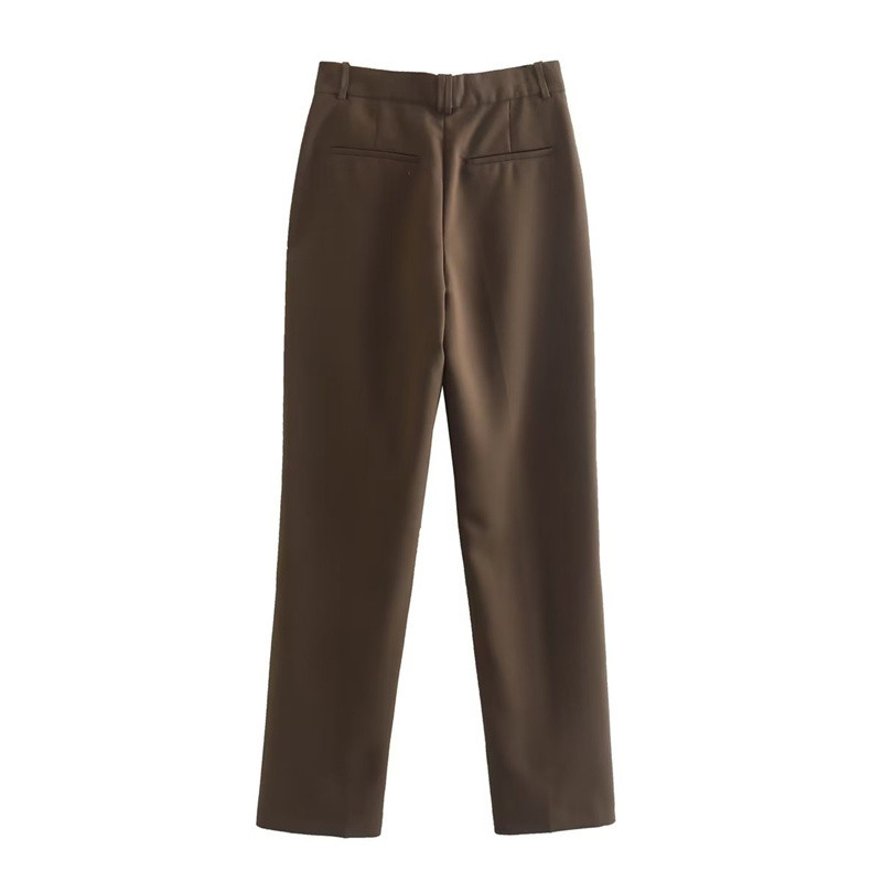 Γυναικείο Vintage Καφέ High Street Blazer ασορτί κοστούμι 2022 Γυναικείο μονόχρωμο Baic Blazers Σετ Ladis Casual ψηλόμεσο παντελόνι