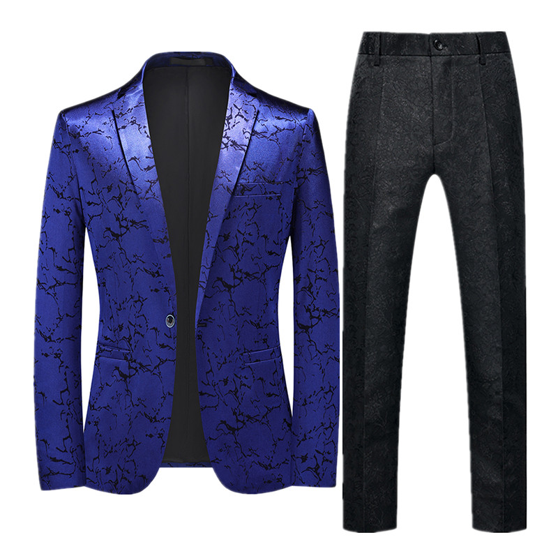 (kabát + nadrág) Fekete férfi öltöny Kétrészes divatos karcsú férfi blézerkabát és nadrág Piros kék khaki Terno Masculino férfi öltöny szettek