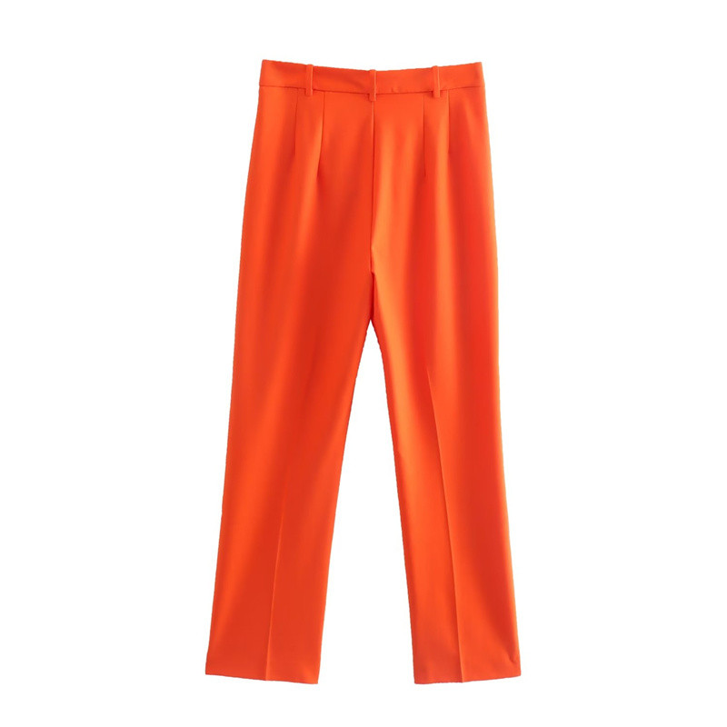 Γυναικείο Κομψό πορτοκαλί Slim Blazer Tank κοστούμι 2022 Φθινοπωρινό γυναικείο ψηλόμεσο παντελόνι ασορτί Γυναικεία αμάνικα κοστούμια blazer