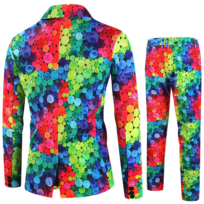 Férfi Valentin-napi nyomtatás Alkalmi buli öltöny kabát nadrág kétrészes öltöny férfi kétrészes öltöny