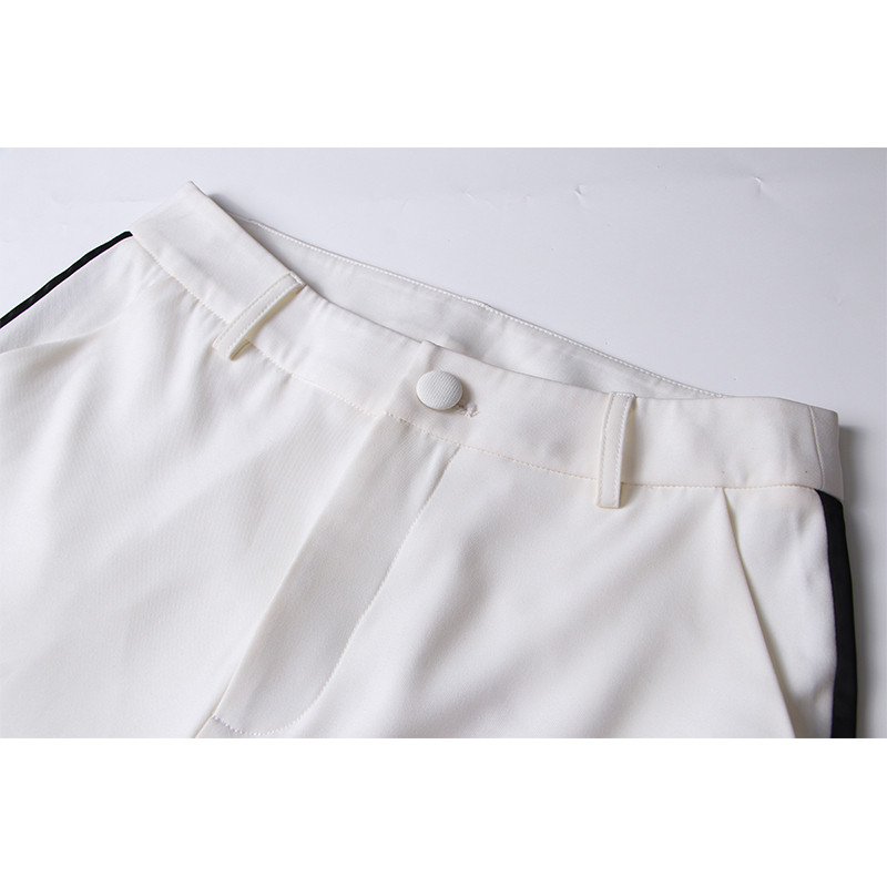 Designed Colorblock irodai női öltöny, kendő gallér, egygombos blézer kiszélesedő női nadrág, vékony 2 db