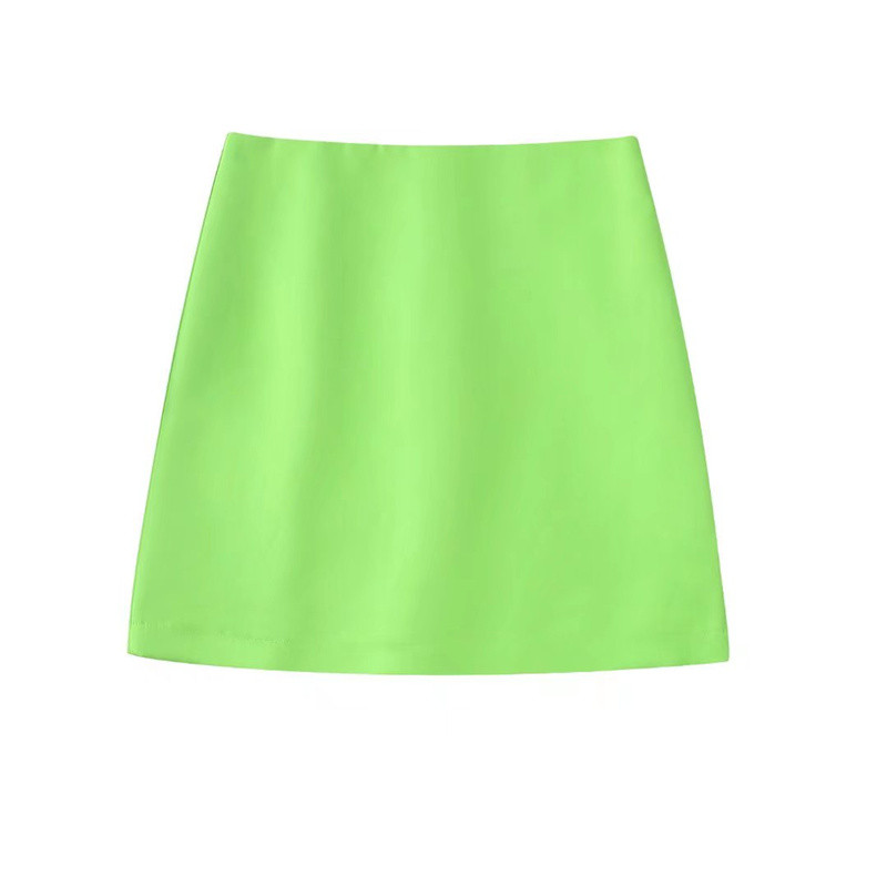 Női, hétköznapi zöld, bő blézer öltöny 2022 tavaszi High Street illő szettek Női elegáns, magas derekú, A-vonalú miniszoknya szettek