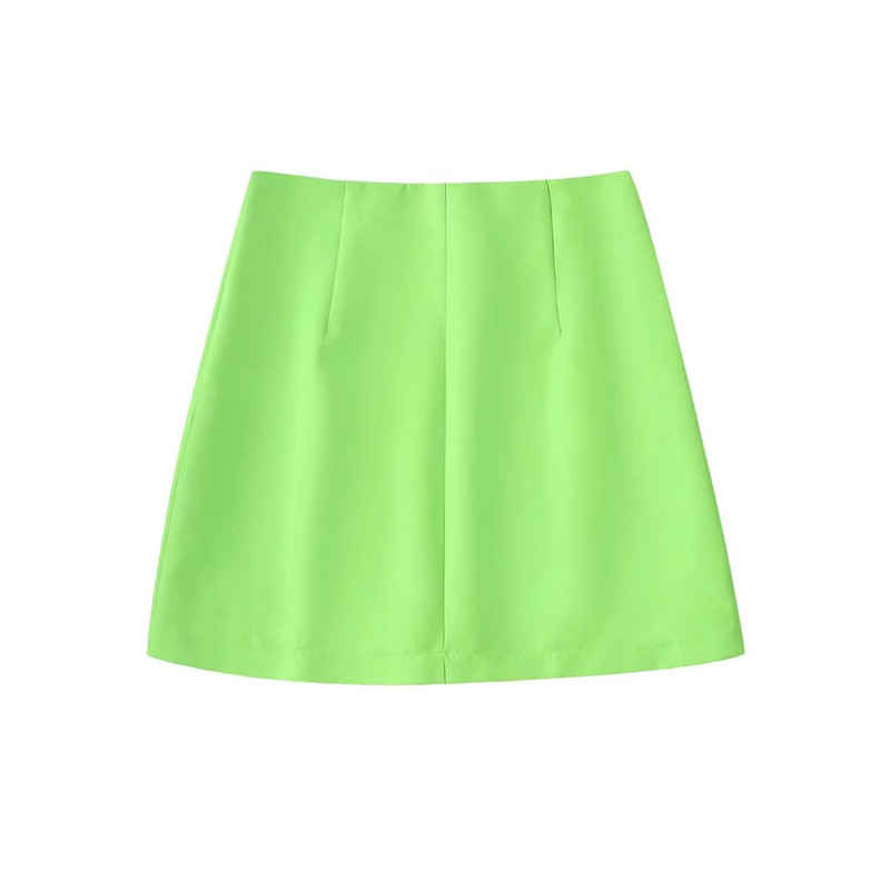 Női, hétköznapi zöld, bő blézer öltöny 2022 tavaszi High Street illő szettek Női elegáns, magas derekú, A-vonalú miniszoknya szettek